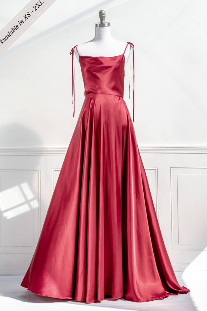 burgundy prom dress - the aphrodite princess dress is a dream for your prom and formal event. front view. amantine.