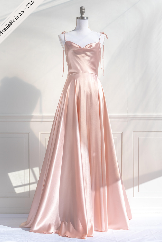 peach fuzz formal dress.