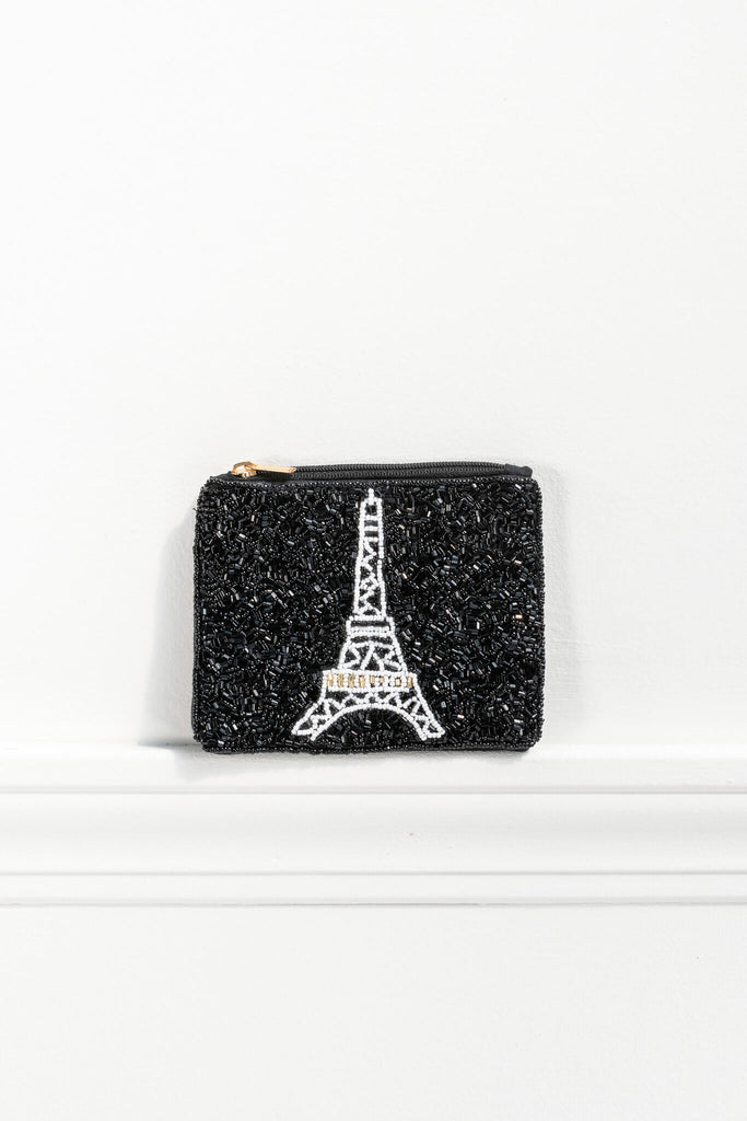 french girl purses - coin purse with eiffel tower detail in sequin. 