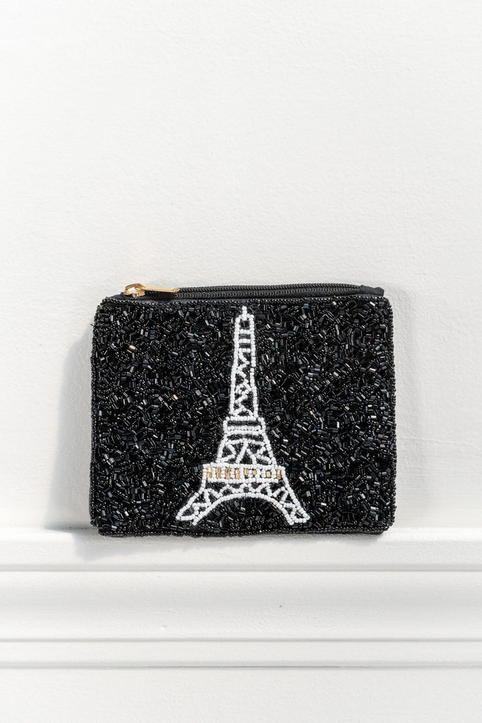 french girl purses - coin purse with eiffel tower detail in sequin. 