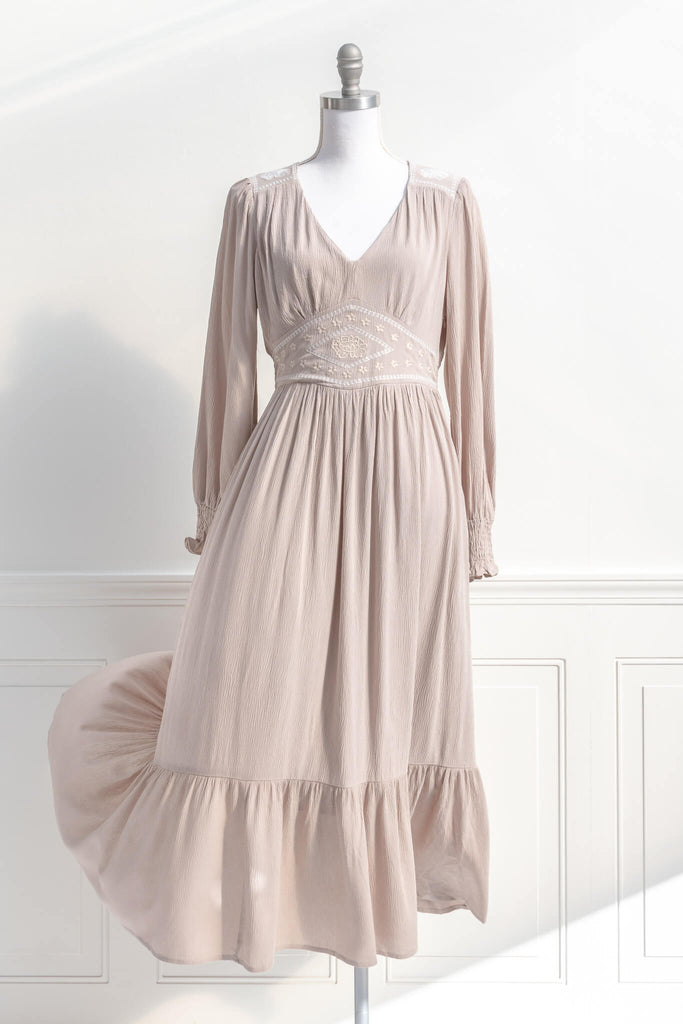 Feminine Dresses from Amantine - The Farmers Market Dress in Taupe.