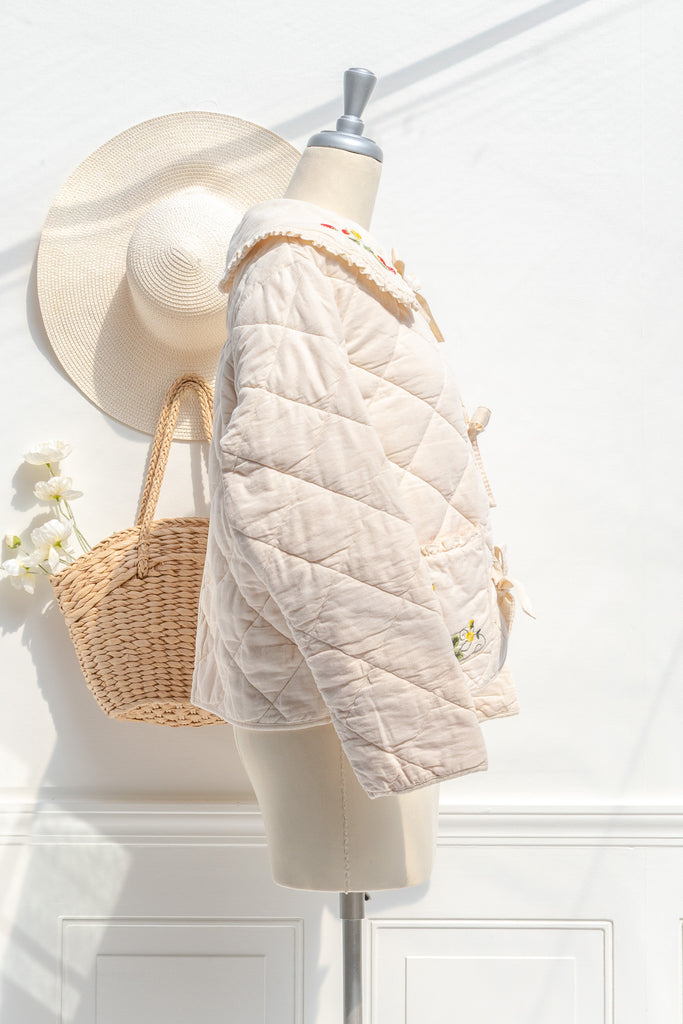 diamond quilted cottagecore jacket