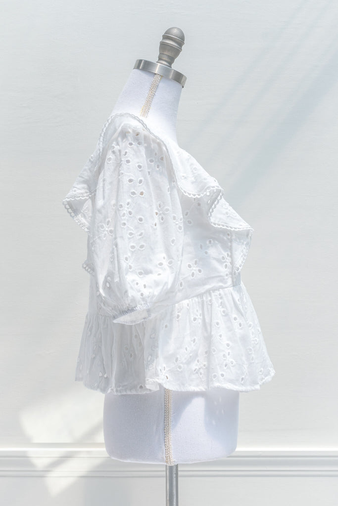 aesthetic clothes - a victorian inspired white blouse - amantine - side view