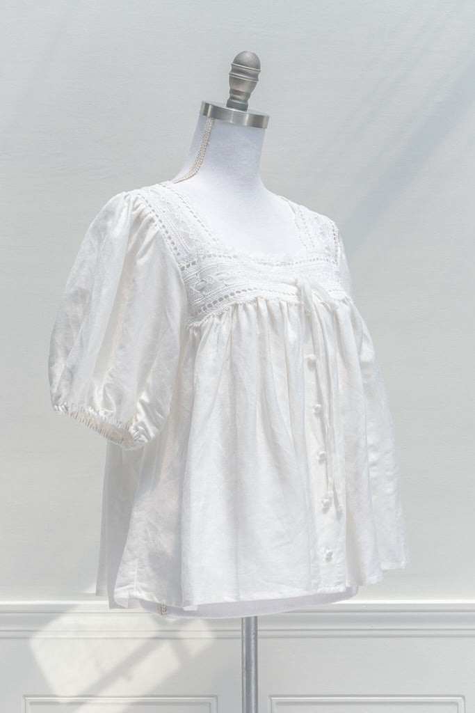 aesthetic clothes - amantine - a victorian inspired chemise top, feminine and romantic french style - quarter view
