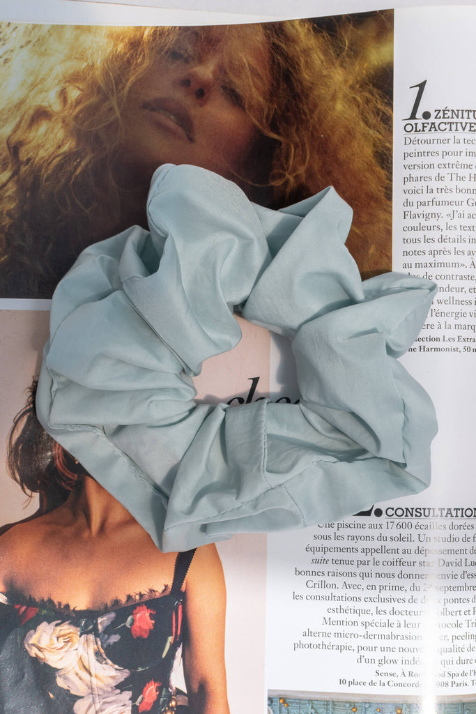 lux scrunchies cotton feminine aesthetic amantine light blue color