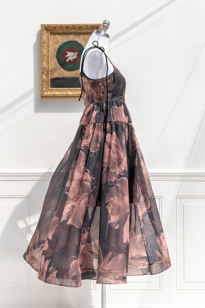 side view floral dress french style