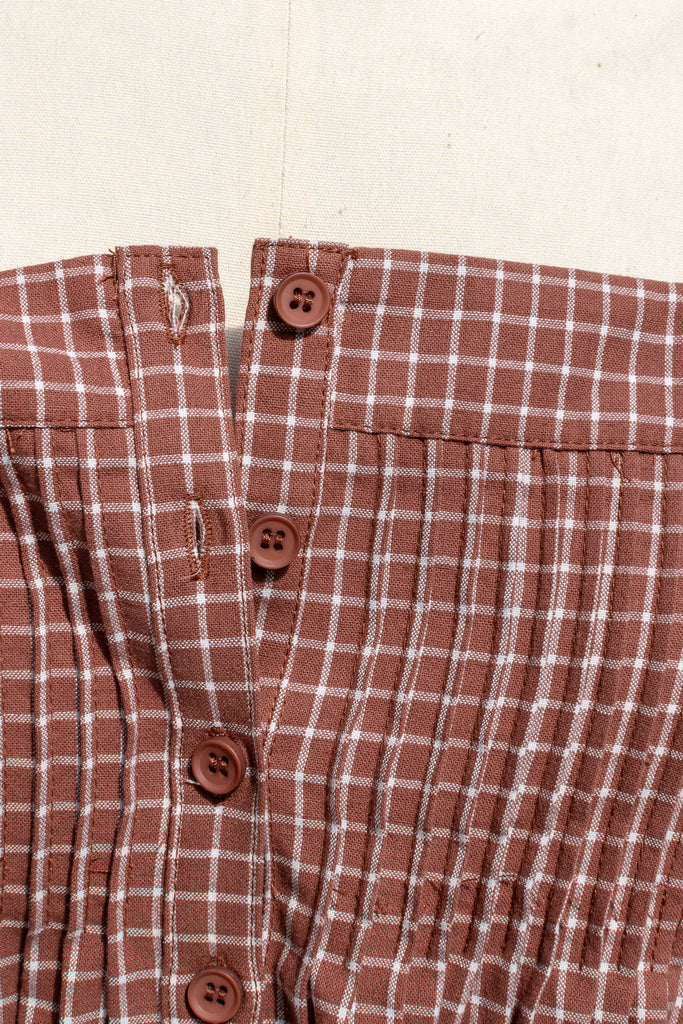 Button-front placket and square neckline seam on the Mavis blouse
