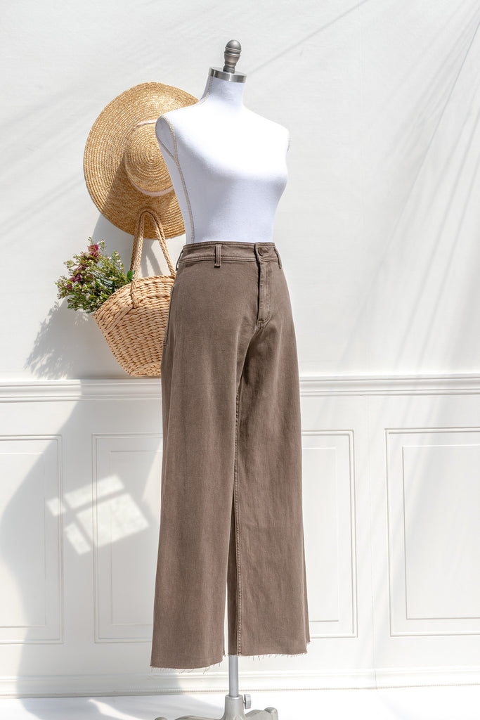 Willow cocoa brown wide-leg jeans — three-quarter view showing high waist and relaxed leg