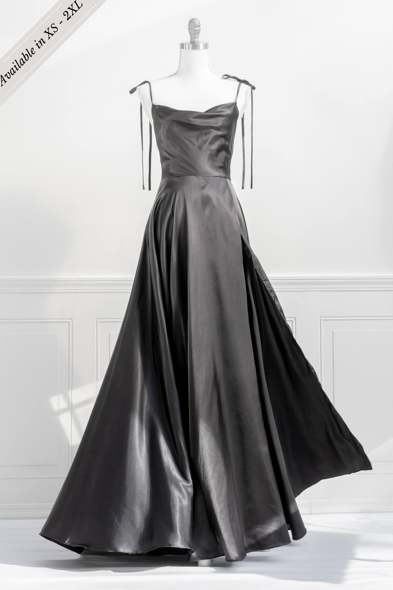 Black Satin Corset Ruched Maxi Dress | Ruched maxi dress, Maxi dress with  sleeves, Satin dress long