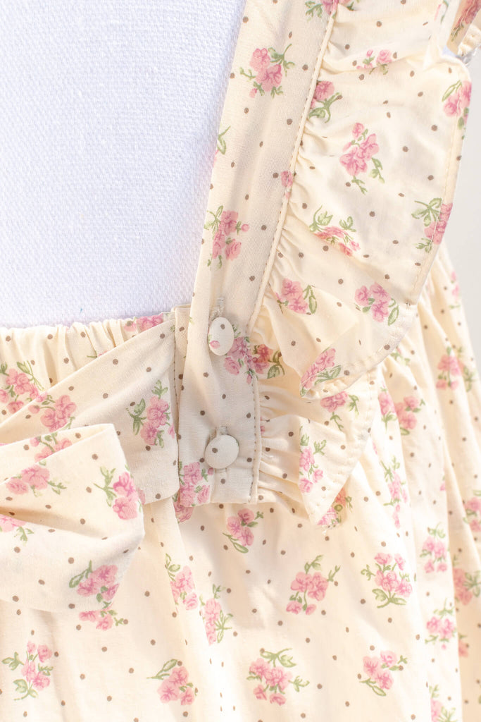 cottagecore outfits - feminine top in a lovely floral pattern.  up close floral fabric view. amantine boutique.