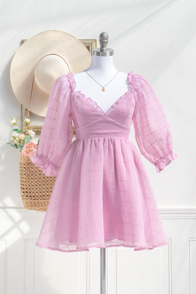pink dress in a cute cottage core style. amantine.