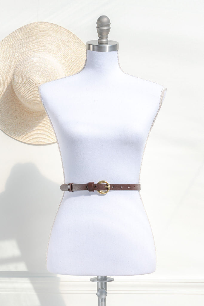 delicate and brown classic thin belt for women. 