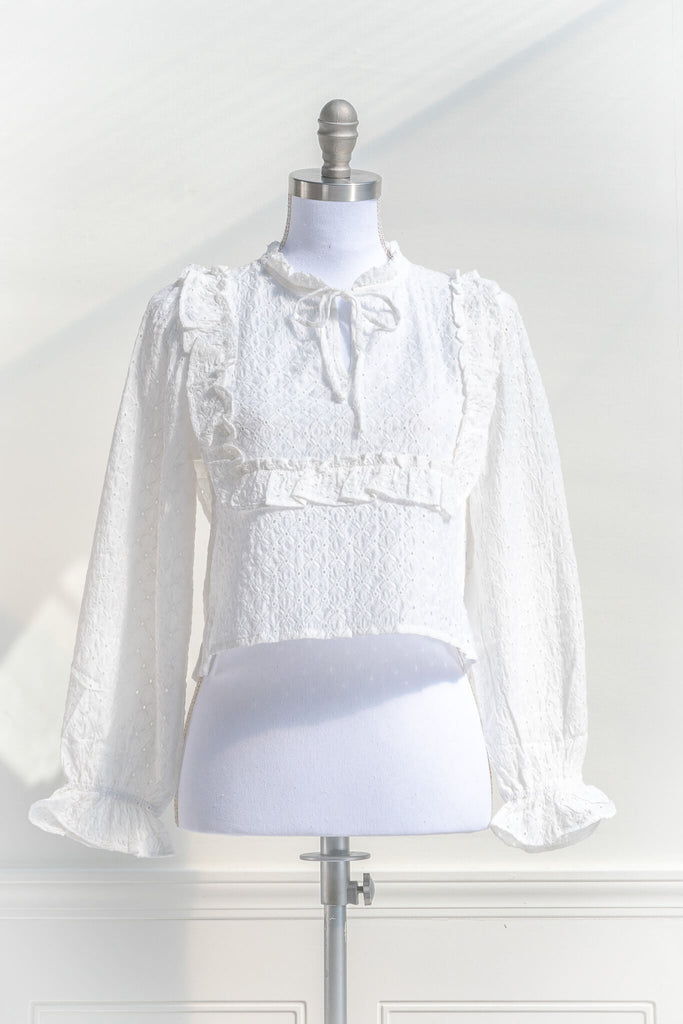 cottagecore outfits - a feminine victorian style top, women's clothing. front view. amantine 
