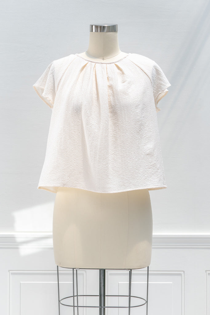 cute tops - a cottagecore style blouse. front view. 
