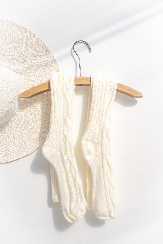 cozy long socks for winter in cream color. 