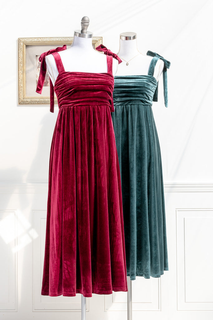 cute dresses - red velvet dress for holidays. elegant cute dresses for holiday party. 