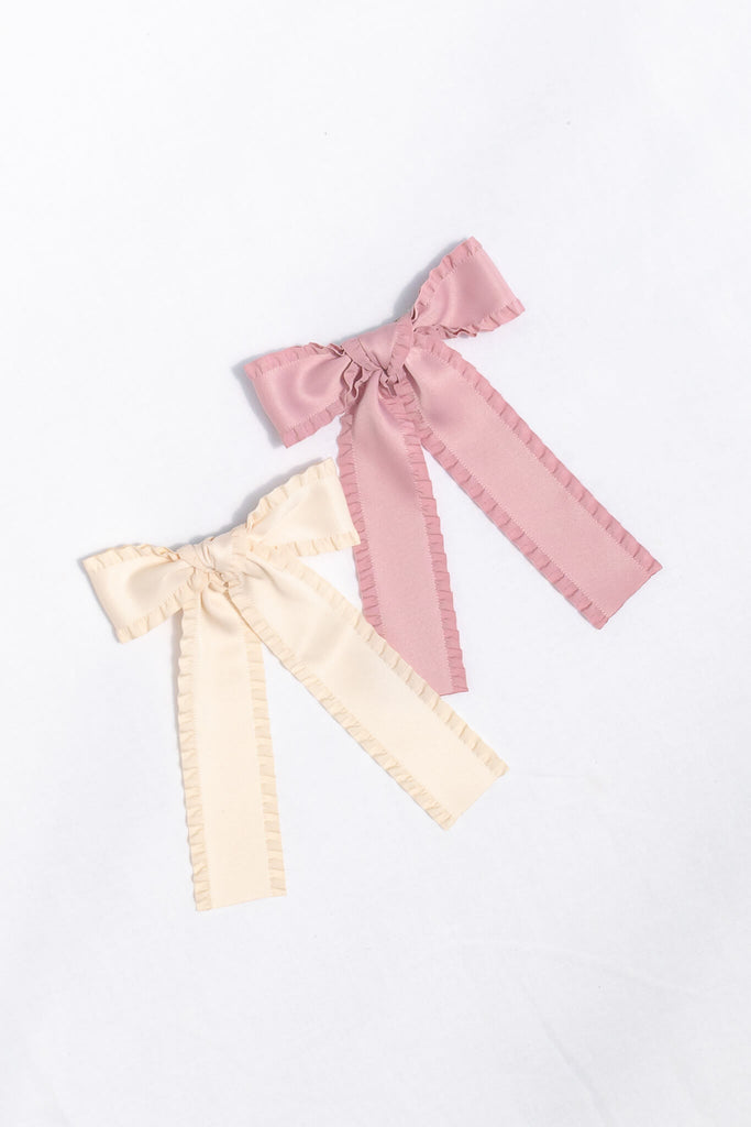 hair bows - coquette and cottagecore bows for hair. pink and beige. 