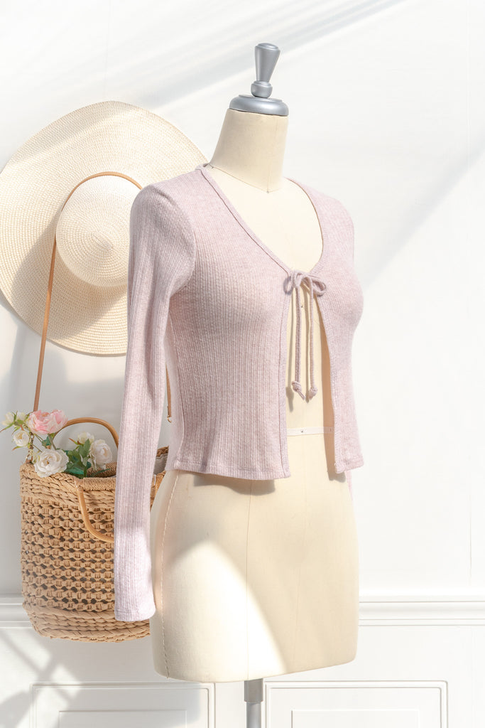 pink clothes - a feminine long sleeve light weight knit top. pink aesthetic. french boutique. 