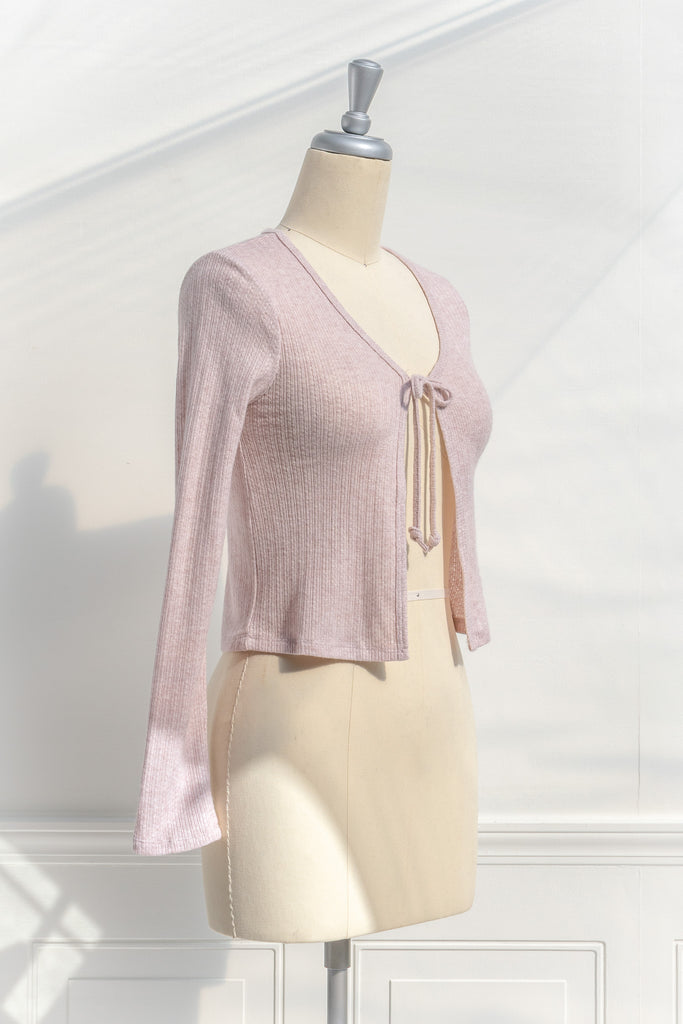 pink clothes - a feminine long sleeve light weight knit top. pink aesthetic. french boutique. 