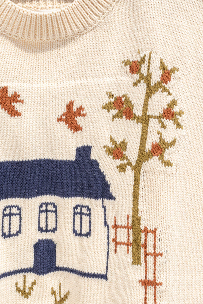 up close view of knit and design detail. 