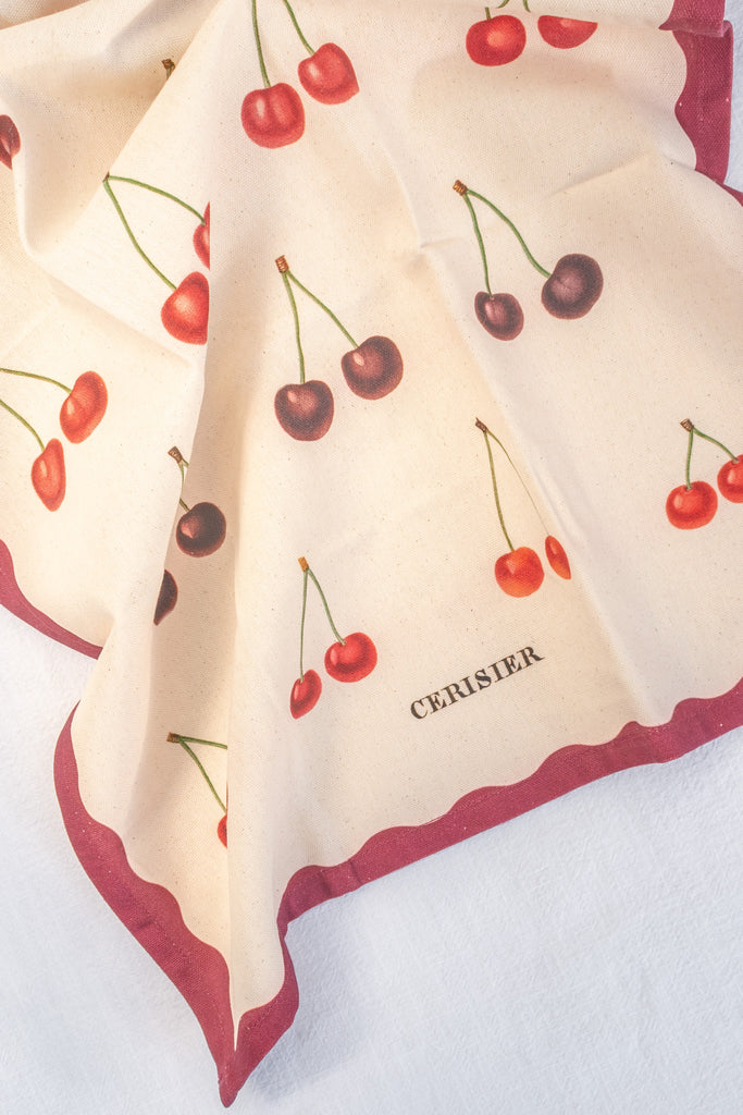 french kitchen towel - featuring a cherry details. french country kitchen aesthetic. 