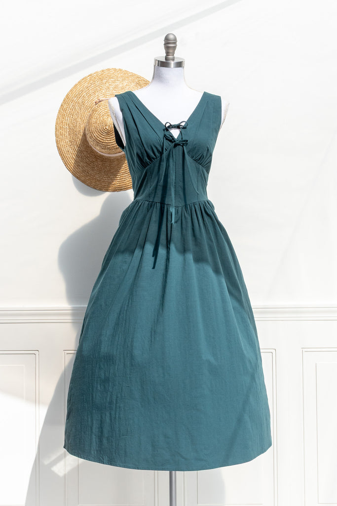 green dress with bows - french aesthetic