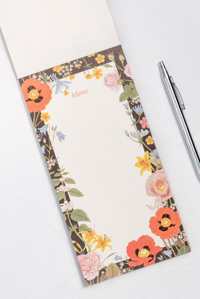 gifts for francophiles - a pretty memo notepad with floral margin. amantine. 