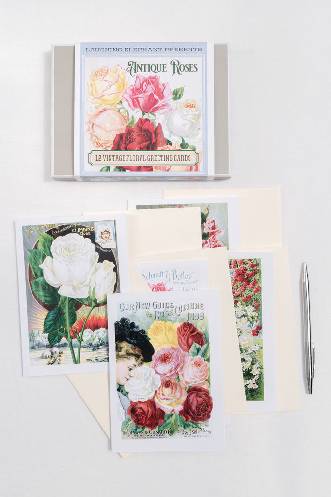 set of large vintage greeting cards with roses. great gift idea for francophiles. 