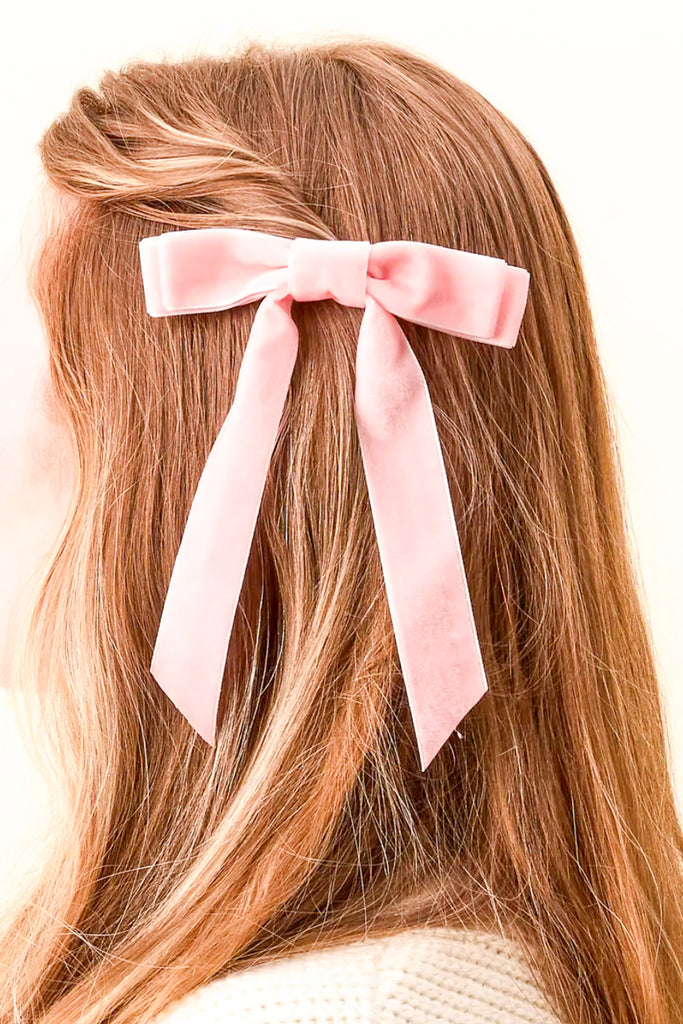 black slim velvet bow clip for hair. 