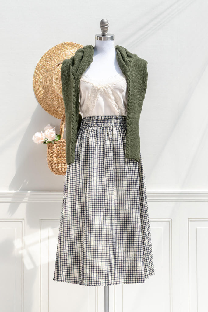 midi skirt styled with a french girl style look