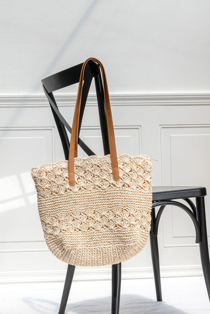 french tote bag - a straw feminine market tote. amantine. 