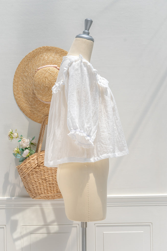 white french style blouse.