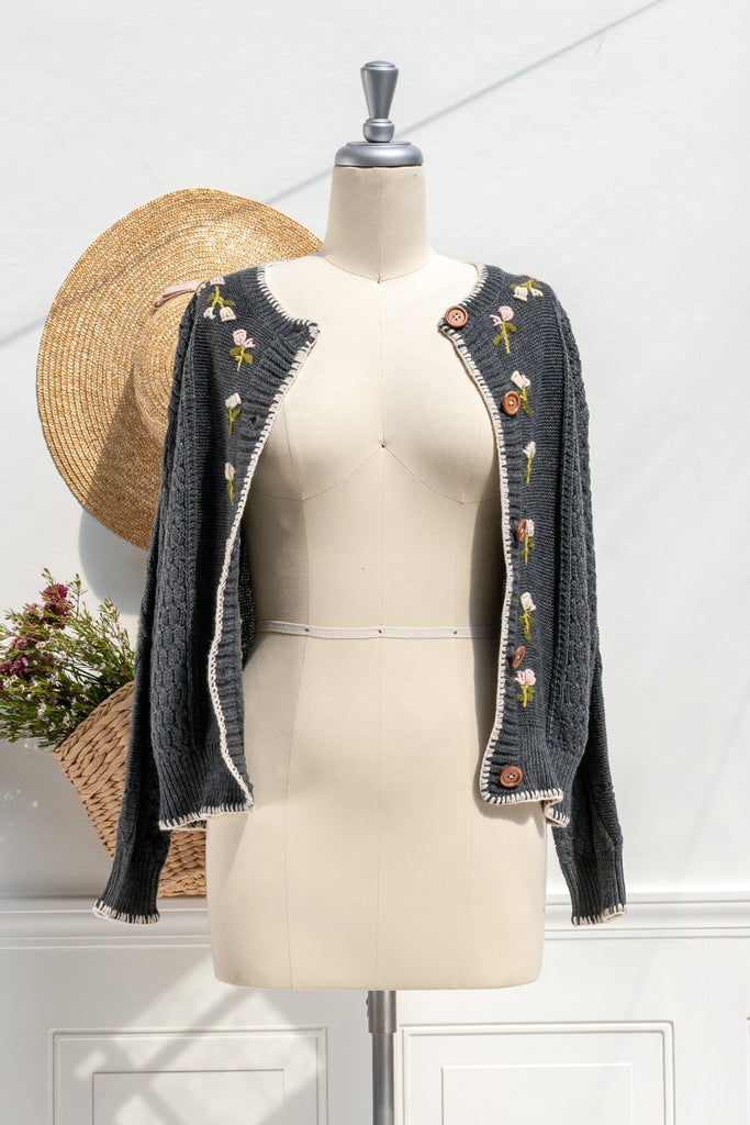 french aesthetic clothing - grey cardigan