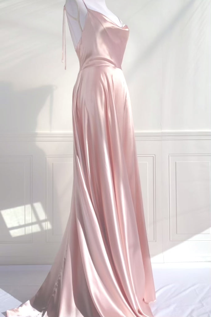 amantine long pink satin prom dress 2023