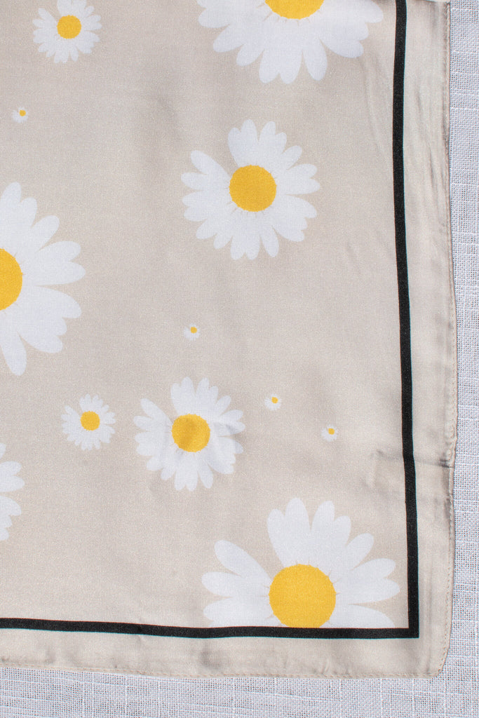 daisy print silk floral summer scarf accessory