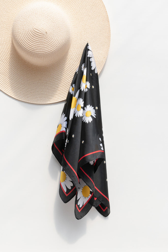 daisy print silk floral summer scarf accessory