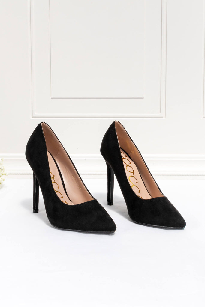 black suede sexy pump high heels