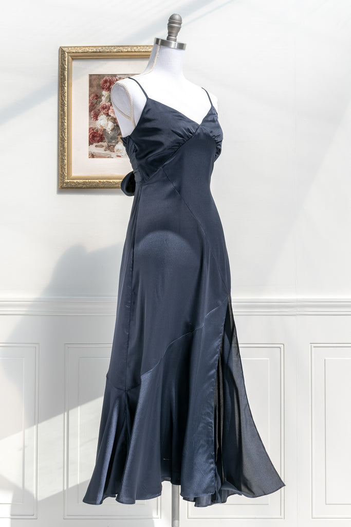 French Style Clothing - A Blue Satin Dress and a French painting 