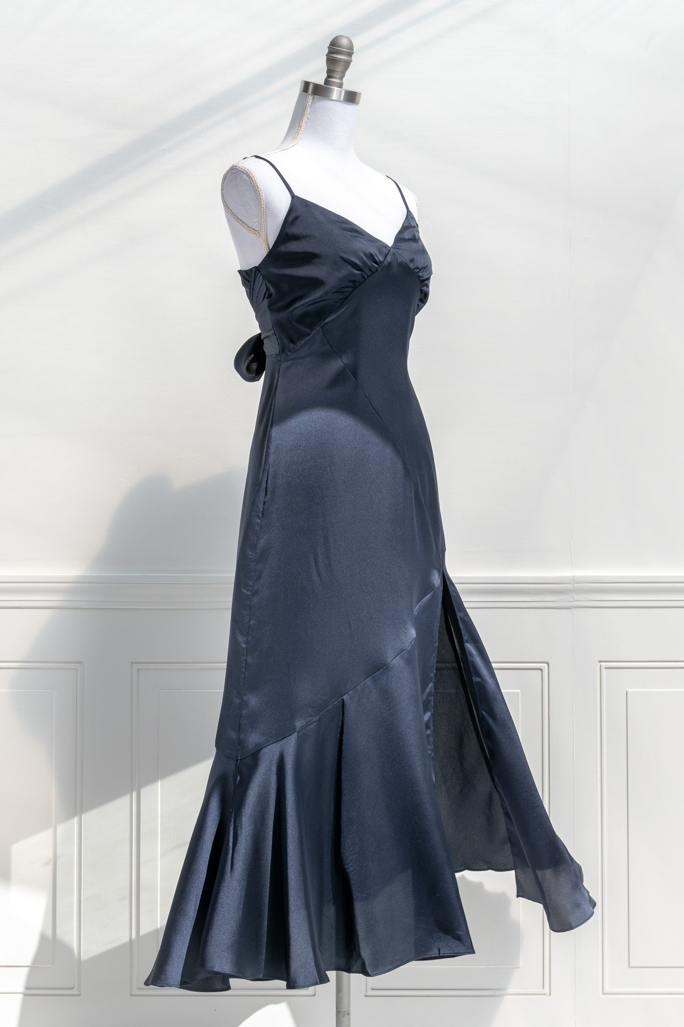 Harlow Satin Dress - Blue Amantine – Navy