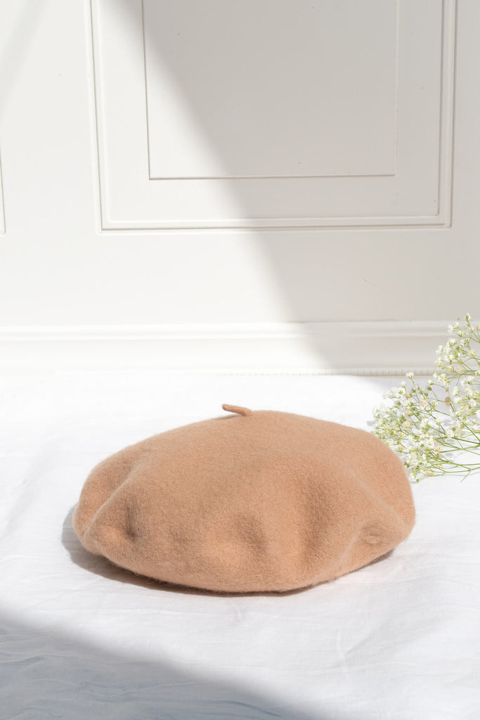 beige french beret aesthetic wool amantine