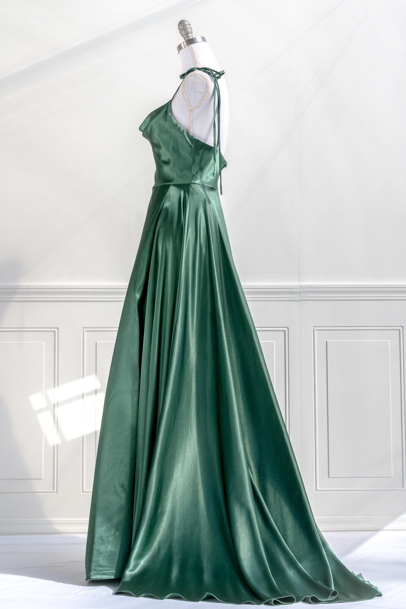 Lady Blair Satin Gown in Emerald Green • DREAMSCAPED