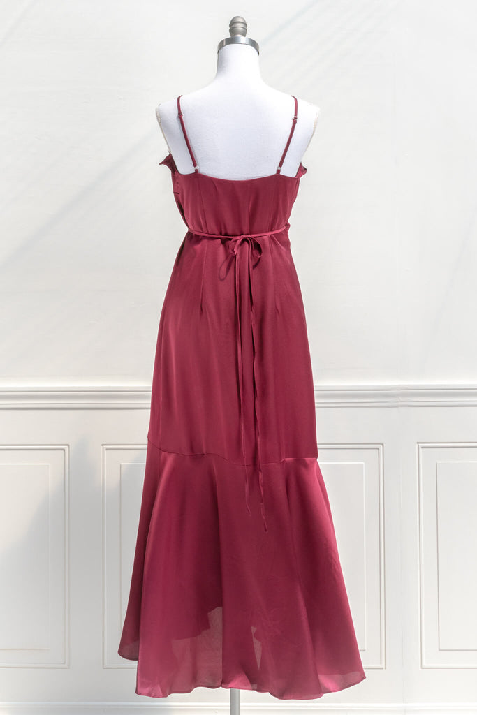 Vintage Style Dresses from Amantine A Burgundy red wrap dress - feminine style 