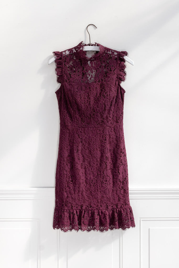Burgundy lace feminine dress