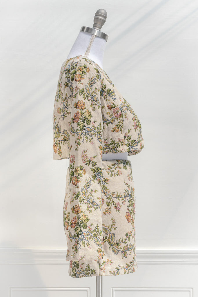 French Style Clothing - a jacquard jacket and skirt set - feminine and cottagecore bolero
