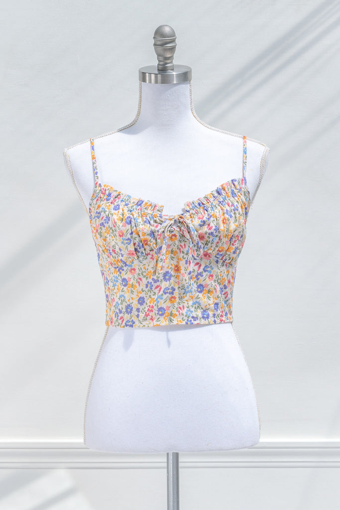 aesthetic clothes - a floral cropped camisole with straps - amantine