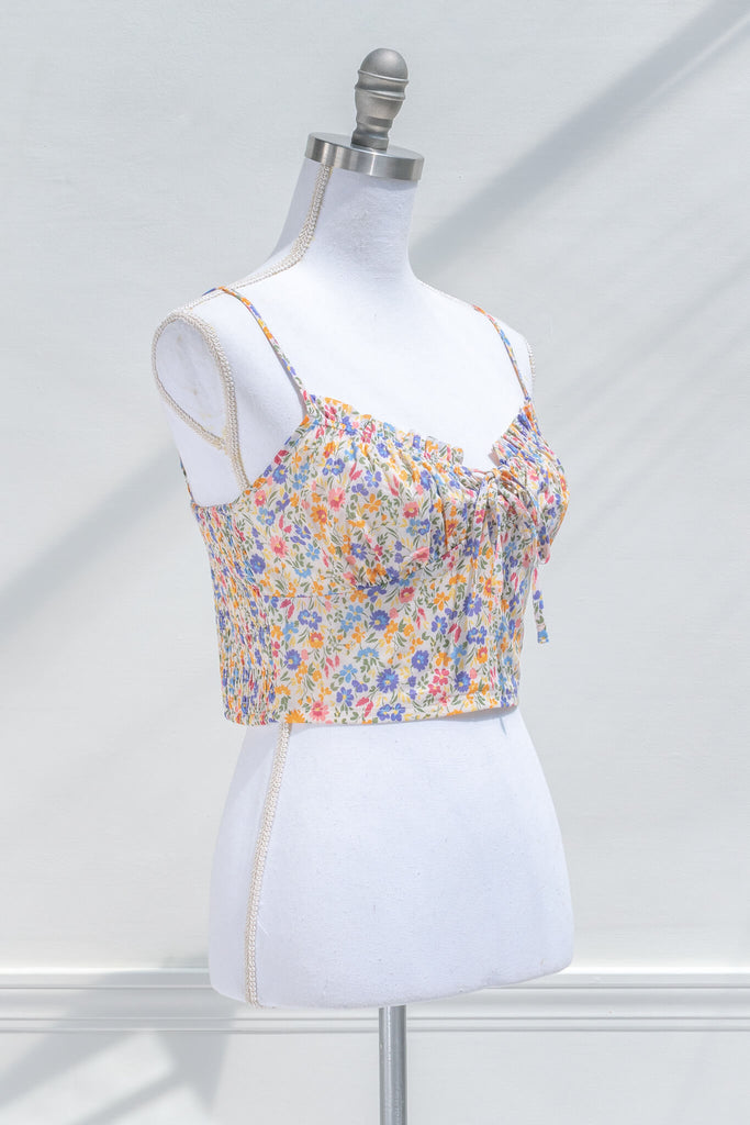 aesthetic clothes - a floral cropped camisole with straps - amantine