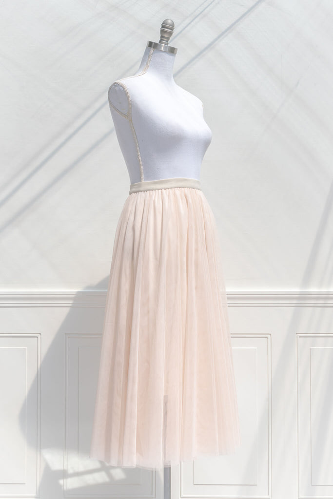 ballerina aesthetic tulle skirt in cream - amantine - front view 