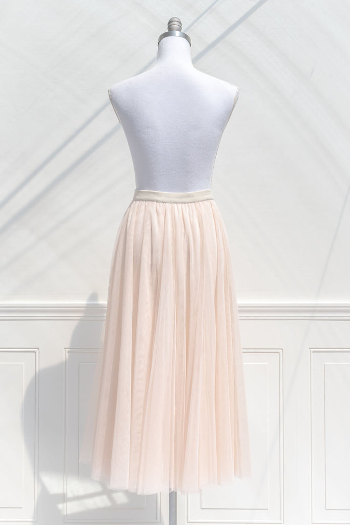 ballerina aesthetic tulle skirt in cream - amantine - back view 