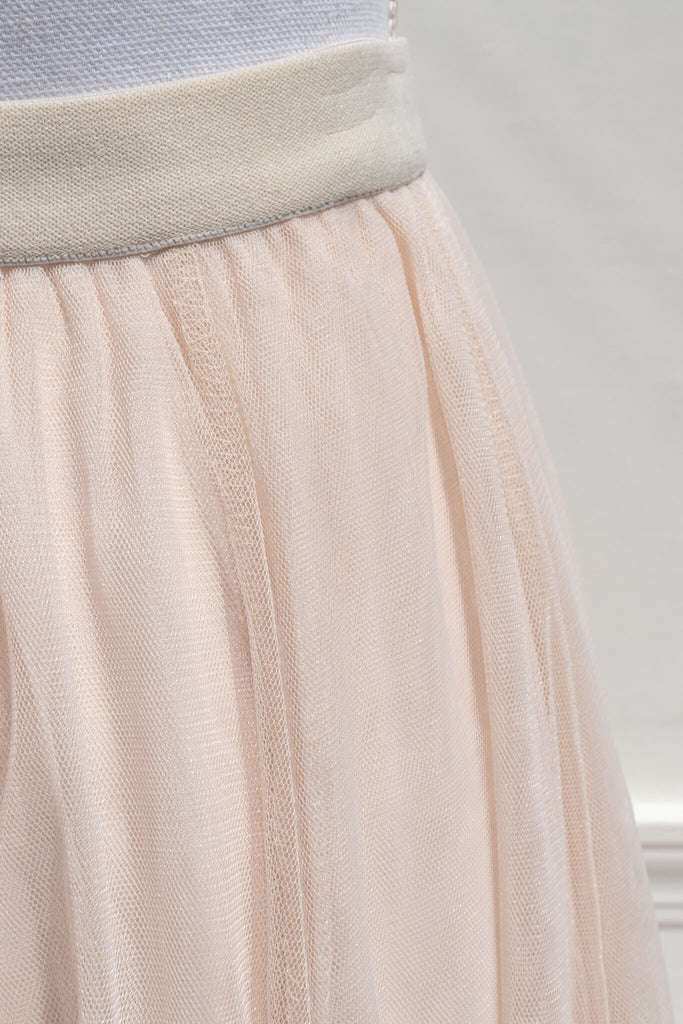 ballerina aesthetic tulle skirt in cream - amantine - fabric view 