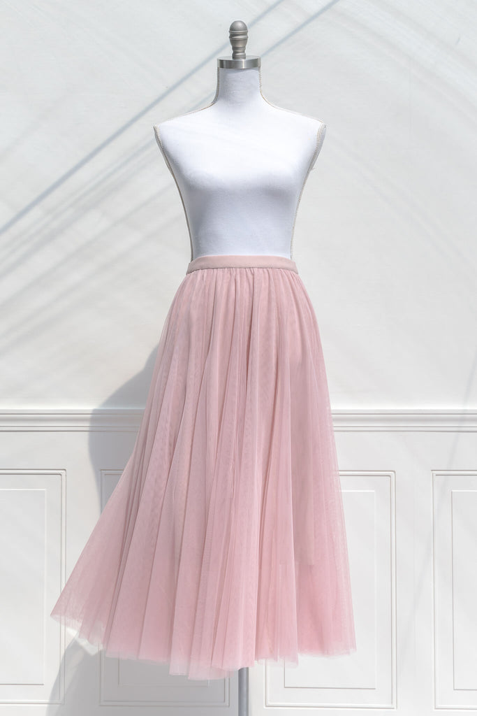 Aesthetic clothes - a tulle ballerina style skirt in pink - amantine feminine and romantic boutique - front view